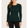 Pull fin col rond en laine et soie vert Malachite