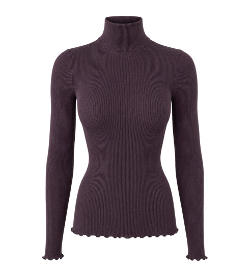 Pull fin col roulé en laine et soie Barolo