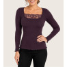 Pull fin décolleté dentelle en laine et soie Barolo