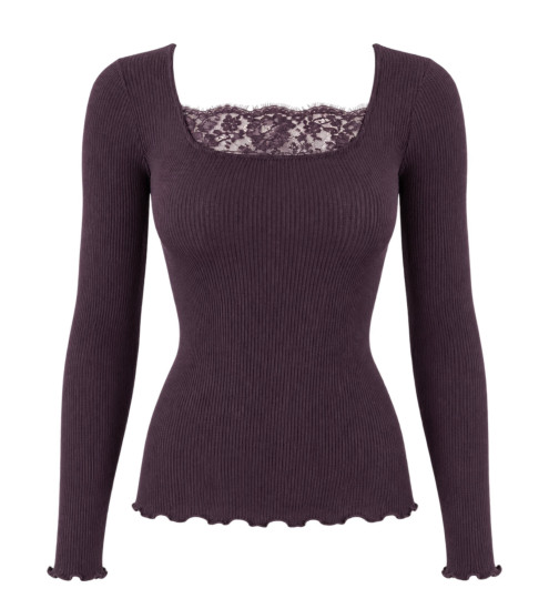Pull fin décolleté dentelle en laine et soie Barolo