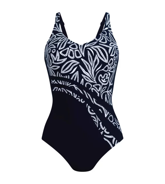 Maillot de bain femme une pièce Marine/Blanc
