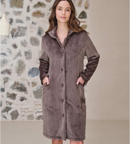 Robe de chambre en velours Chocolat