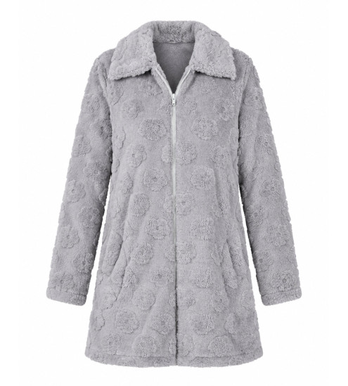 Robe de chambre femme en pilou gris