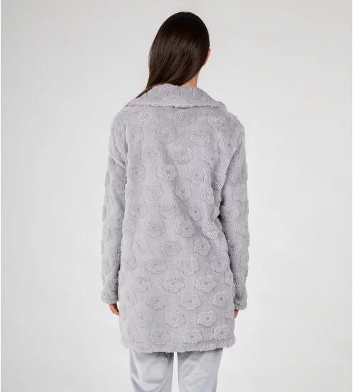 Robe de chambre femme en pilou gris