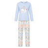 Pyjama femme en coton interlock imprimé Bleu Ciel