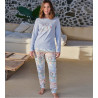 Pyjama femme en coton interlock imprimé Bleu Ciel