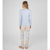 Pyjama femme en coton interlock imprimé Bleu Ciel