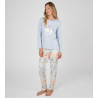 Pyjama femme en coton interlock imprimé Bleu Ciel
