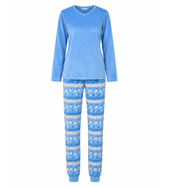 Pyjama en velours très doux bleu