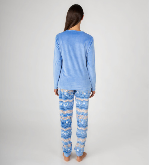 Pyjama en velours très doux bleu