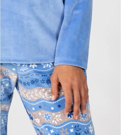 Pyjama en velours très doux bleu