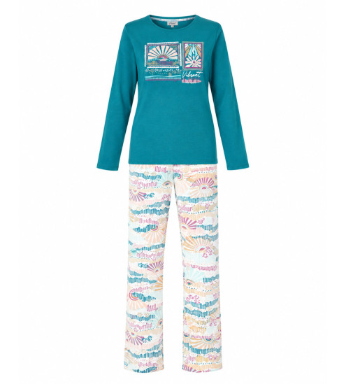 Pyjama femme en coton épais interlock Bleu Petrol