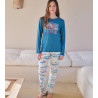 Pyjama femme en coton épais interlock Bleu Petrol