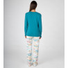 Pyjama femme en coton épais interlock Bleu Petrol