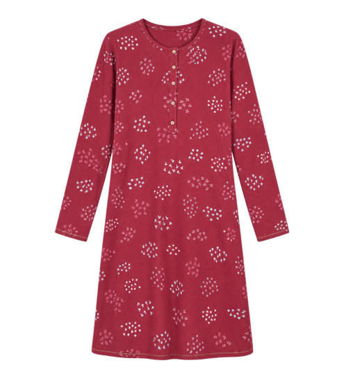 Liquette femme en coton imprimé automnal Grenat Rouge