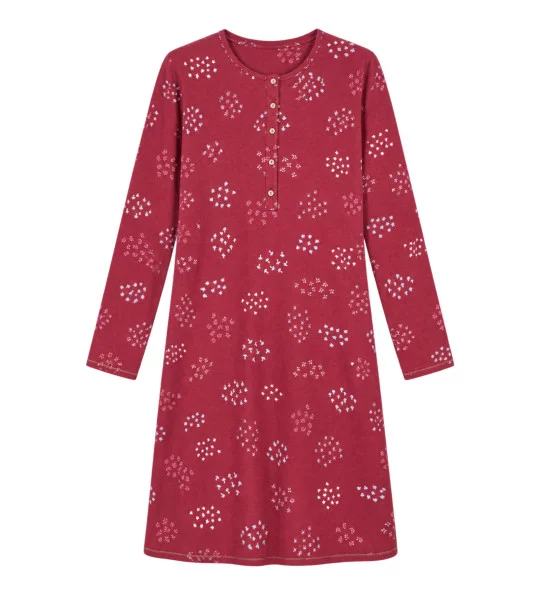 Liquette femme en coton imprimé automnal Grenat Rouge