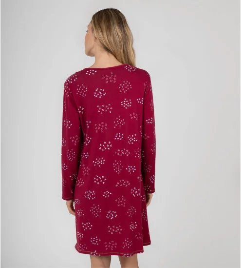Liquette femme en coton imprimé automnal Grenat Rouge