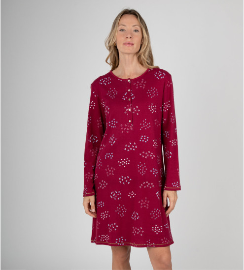 Liquette femme en coton imprimé automnal Grenat Rouge