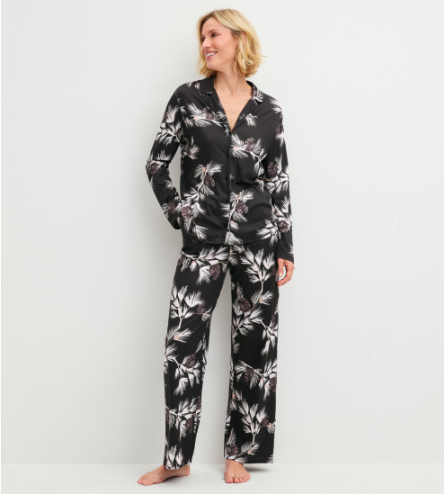 Haut de pyjama chemise femme Glimmer M et M Classic Black
