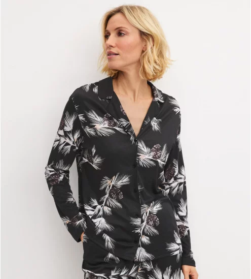 Haut de pyjama chemise femme Glimmer M et M Classic Black