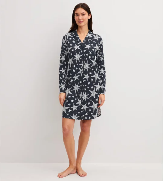 Liquette manches longues boutonnée Winter Dreams Blue Night
