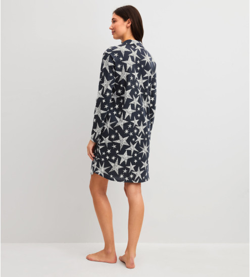 Liquette manches longues boutonnée Winter Dreams Blue Night