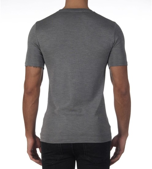 Graue Woll- und Seide-T-Shirt