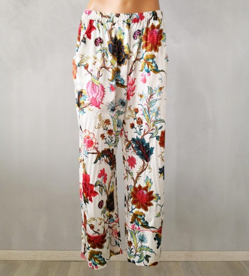 Pantalon en soie imprimée...