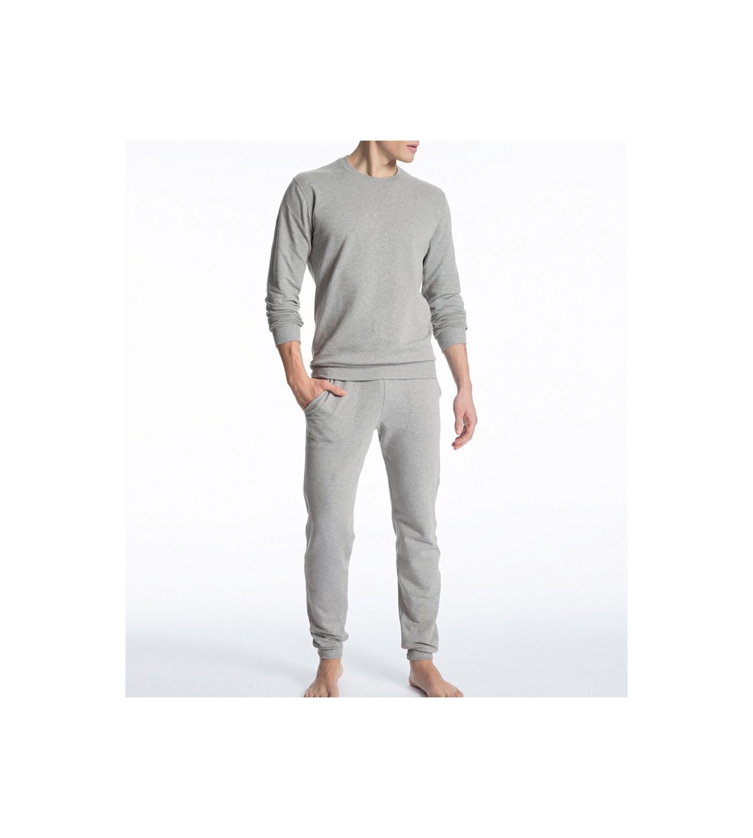 Bas de survêtement homme en coton gris Calida