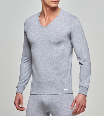 T-shirt ML homme col V Thermo GRIS