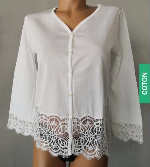 Cardigan coton & dentelle...