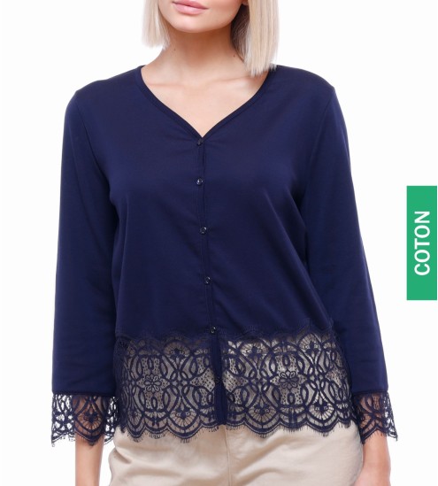 Cardigan coton & dentelle...