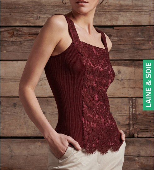 Top laine & soie dentelle...