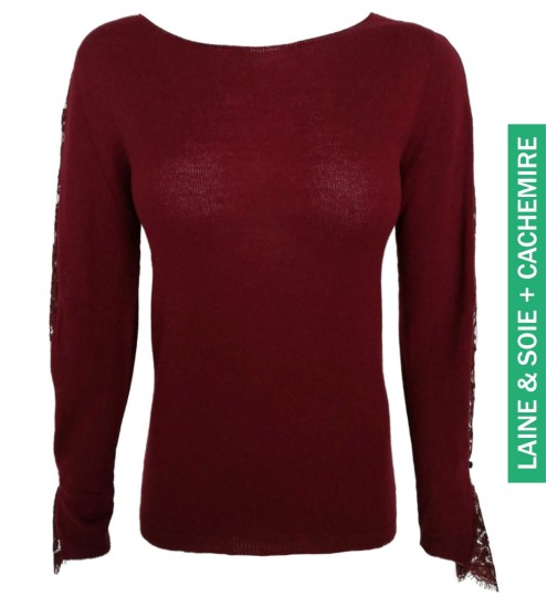 Sweater with burgundy lace...