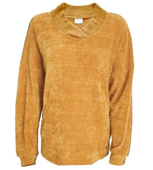 Pull long avec poches Moutarde