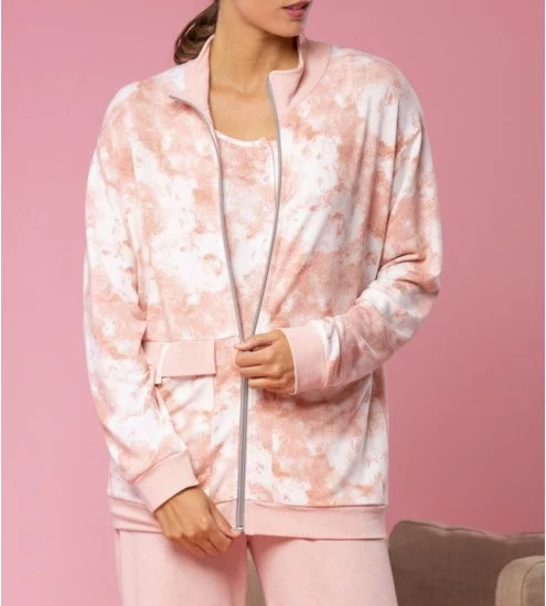 Veste zippée tie and dye Rose