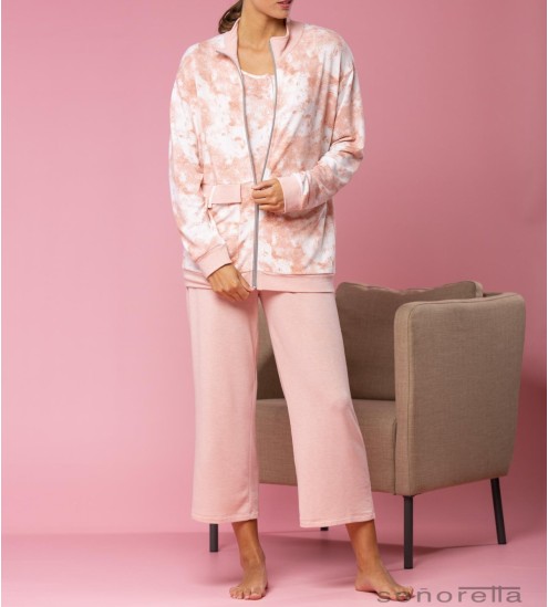 Veste zippée tie and dye Rose