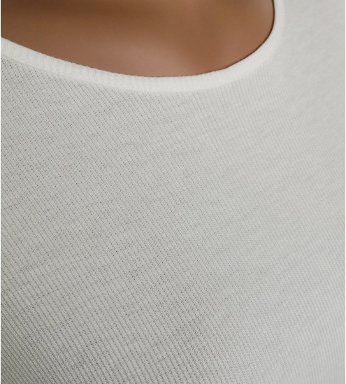 T-shirt in white ribbed...