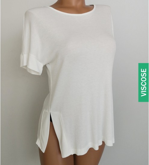 T-shirt in white ribbed...