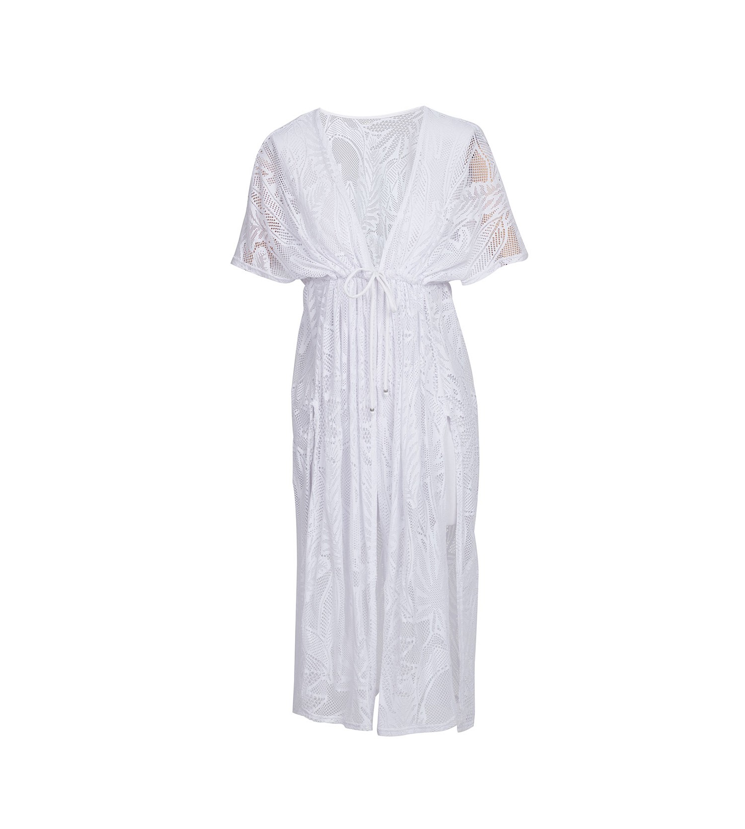 Kimono long dentelle crochet Elvie Blanc JQV10 BANANA MOON Lingerie Sipp