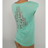 Top en fil d'Ecosse et dentelle 930 Menthe