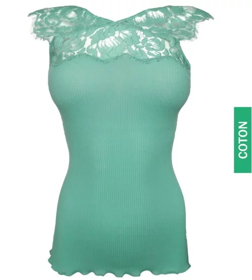 Débardeur coton dentelle Chantilly 930 Menthe