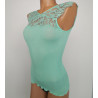 Débardeur coton dentelle Chantilly 930 Menthe