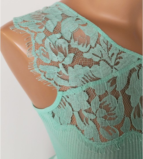 Débardeur coton dentelle Chantilly 930 Menthe