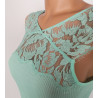 Débardeur coton dentelle Chantilly 930 Menthe
