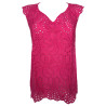 Top en coton broderie de Saint-Gall 674 Fushia