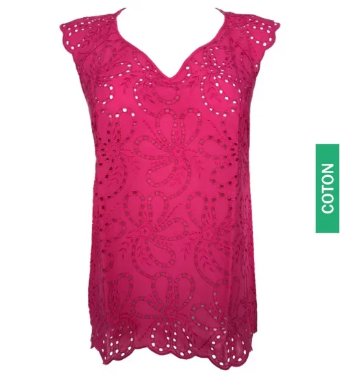 Top in cotton embroidery of...