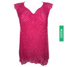Top en coton broderie de Saint-Gall 674 Fushia