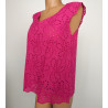 Top en coton broderie de Saint-Gall 674 Fushia