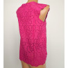 Top en coton broderie de Saint-Gall 674 Fushia
